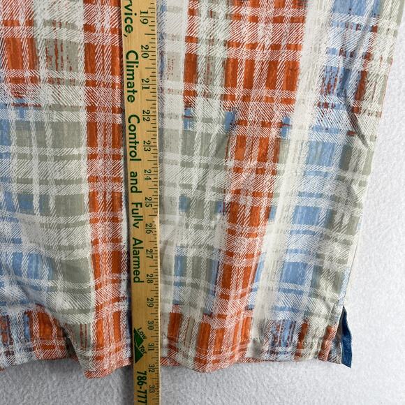 TOMMY BAHAMA Shirt Men 2XL Island Zone Silk Blend Twill Plaid Loop Collar Orange - Picture 13 of 14